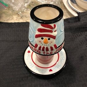 Share the joy candle plate with lid and candle.